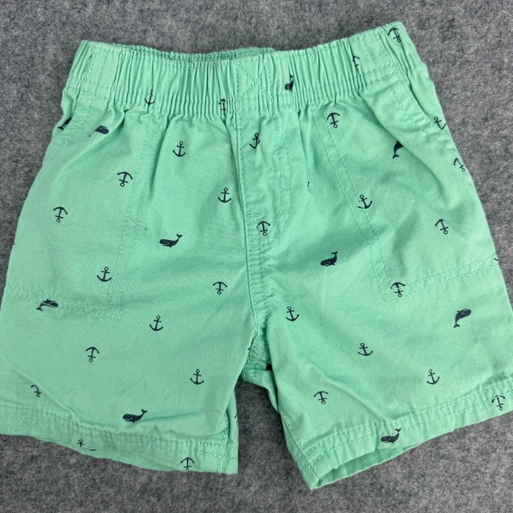 Carters Shorts Boy 24‎ Months Pull On Whale Anchor Stripe 100% Cotton Summer